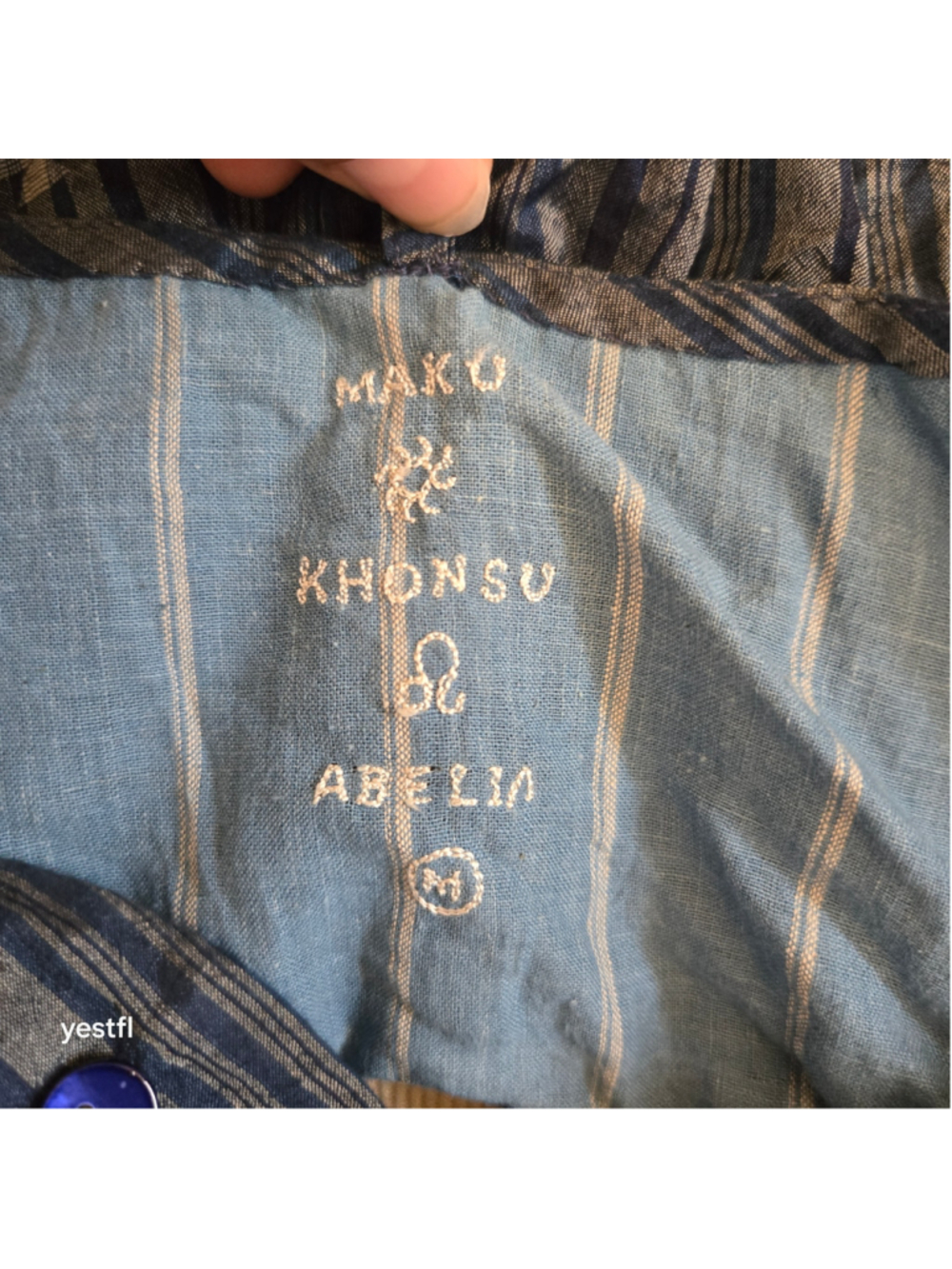 Maku Textiles Khonsu Abelia Blouse Size M Blue Plaid Cotton Silk Top - Picture 4 of 10